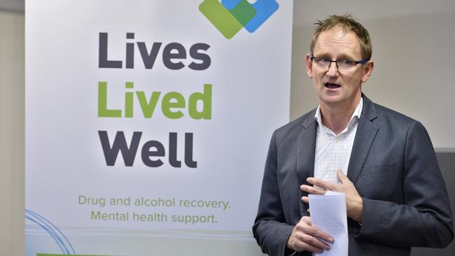 Lives Lived Well chief executive officer Mitchell Giles at the launch of a new intensive day drug and alcohol support program and expansion of office, Monday, June 10, 2019.