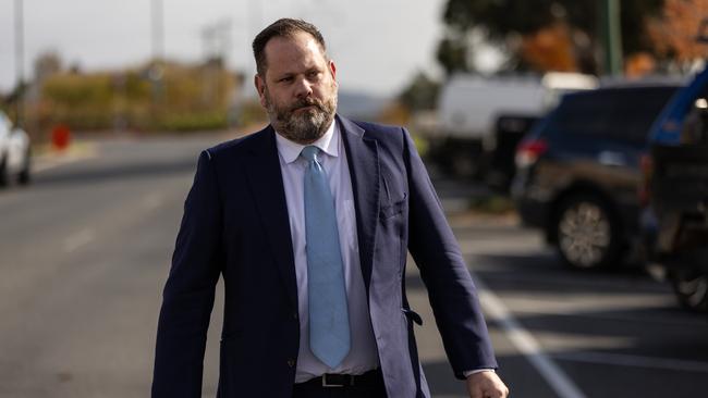Homicide Detective Sergeant Luke Farrell outside court. Picture: Diego Fidele/NewsWire