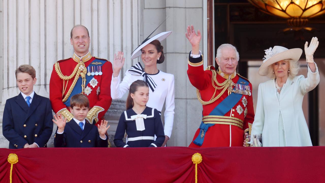 THe British royal family wave from the balcony during Trooping the Colour at Buckingham Palace on June 15, 2024 in London, England. Picture: Chris Jackson/Getty Images.