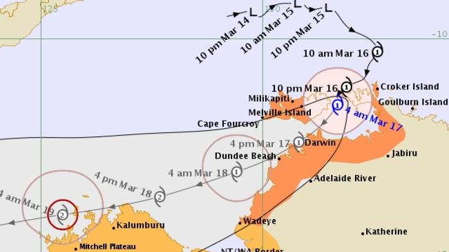 Cyclone Marcus mapped at 5.03am local time. Picture: BOM