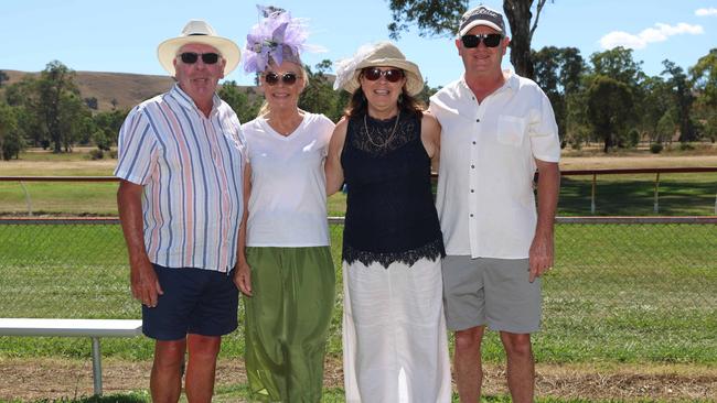 ALEXANDRA, AUSTRALIA - MARCH 16 2024 Paul Fowler, Deb Fowler, Michael Scott and Lee Scott attend the 2024 Alexandra Picnic Cup Picture: Brendan Beckett