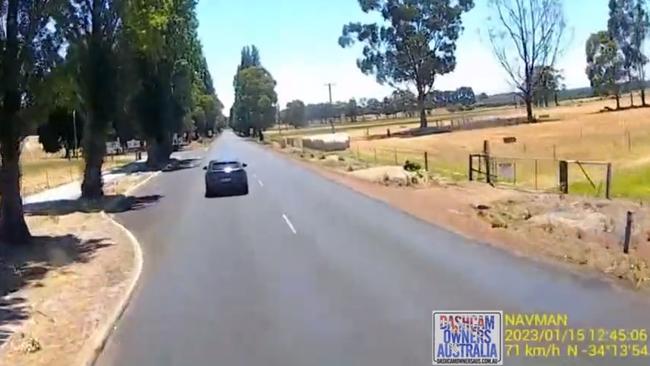 The truck appeared to speed up gradually while the Jeep was overtaking. Picture: Dashcam Owners Australia