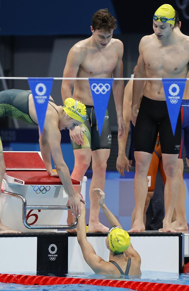 The Aussie team celebrate their bronze medal win. Picture: Alex Coppel.