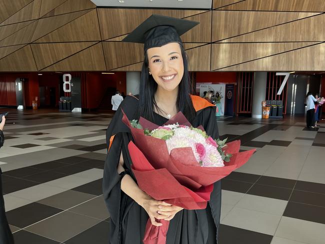 Madi Daniels graduates from Australian Catholic University with a Bachelor of Nursing on April 16, 2024. Picture: Brittany Busch