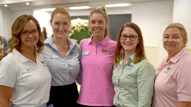 Katie Crozier, Emma Grezl, Meg Anderson, Anne Campbell and Leanne McLuran at the Regional Womens Network lunch. Picture: Jann Houley