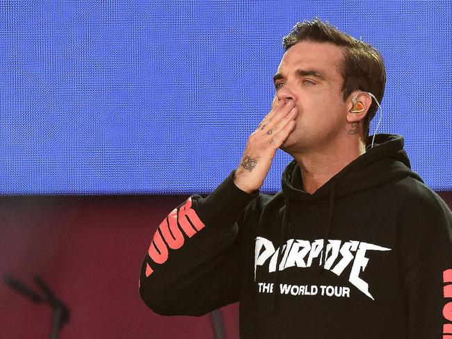 Williams broke down when performing in tribute to the victims of the Manchester Arena terrorist bombing. Picture: AFP