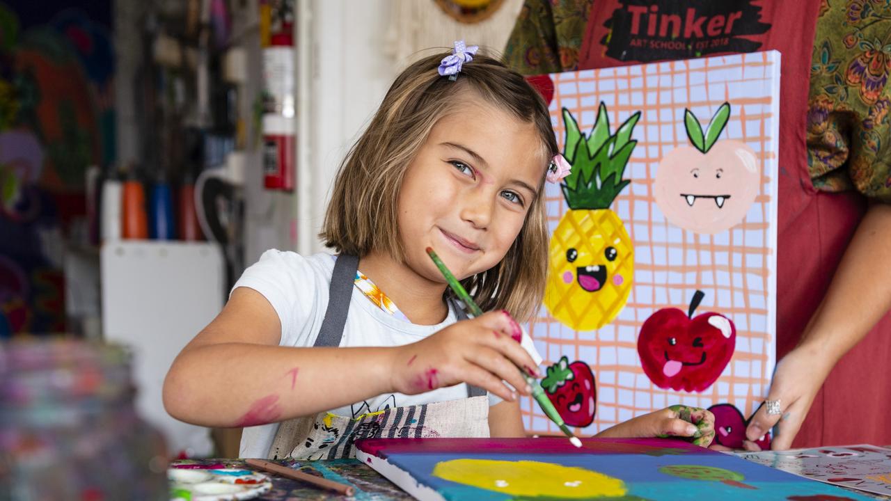 Skye Middleton-Kailola at holiday kids workshops at Tinker. Picture: Kevin Farmer