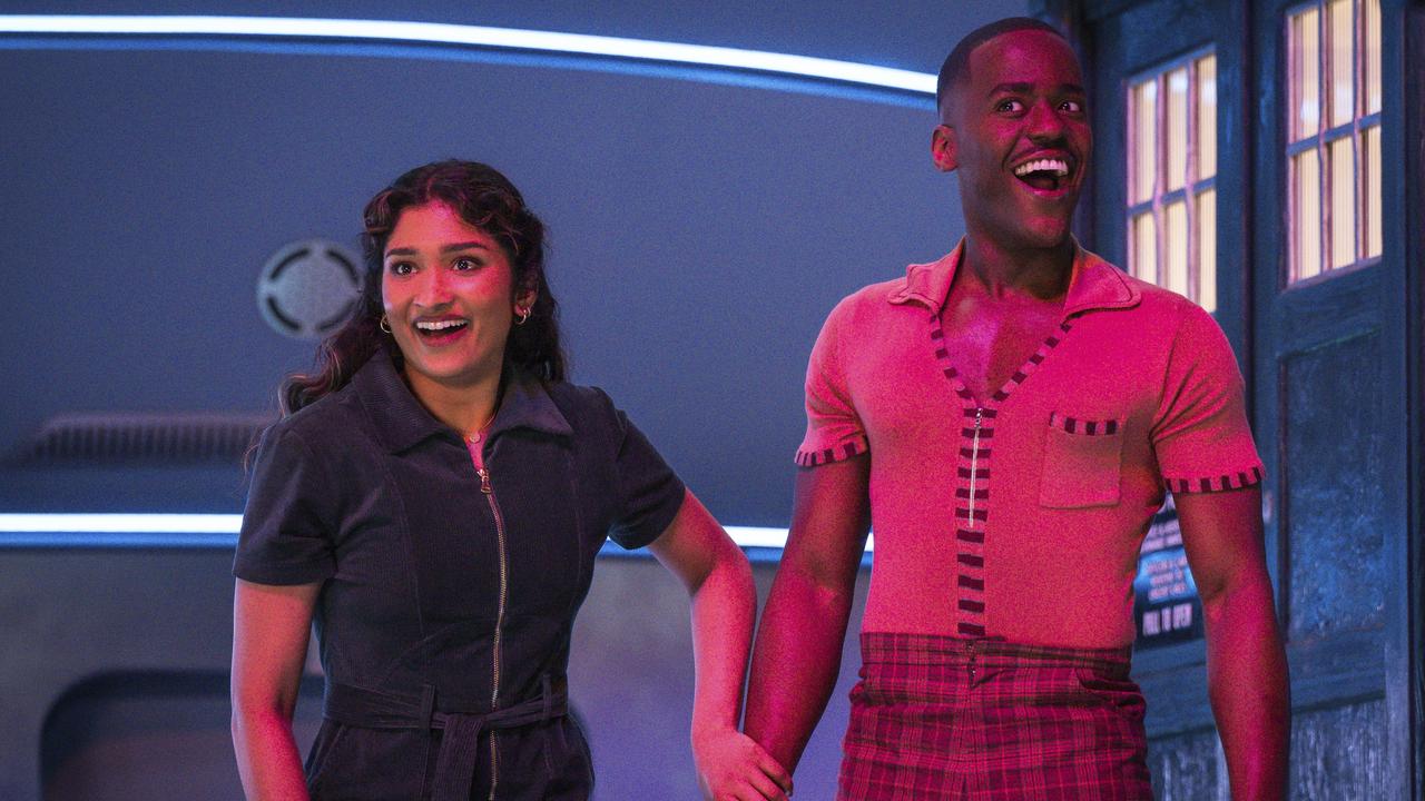 Ncuti Gatwa (right) on Doctor Who. Picture: BBC Studios/Disney/Bad Wolf via AP