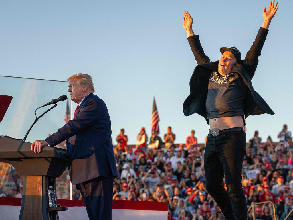 Elon Musk was a familiar feature on the campaign trail of former US President and Republican Presidential candidate Donald Trump. Picture: Jim Watson/AFP