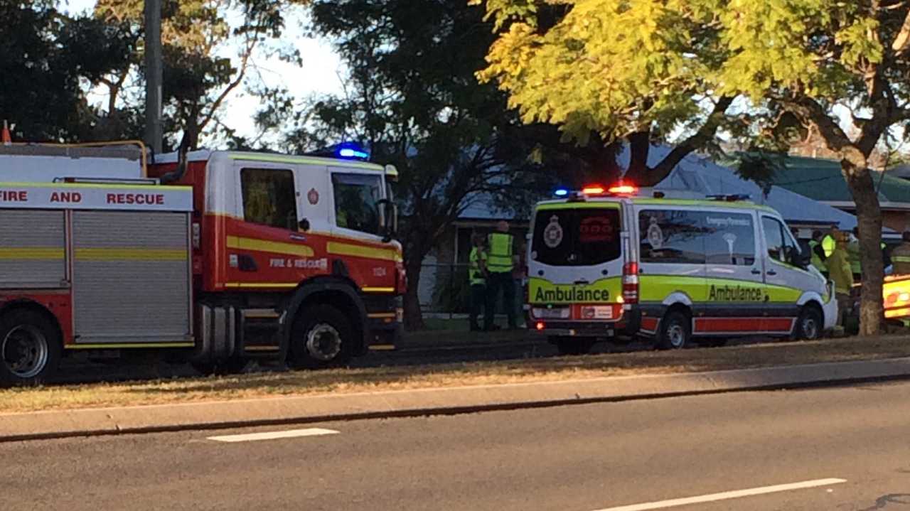 Emergency services at the scene of the crash in Newtown. Picture: Jason Gibbs