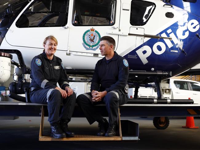 Salli-Ann Ward with Matt Stanton, the head of helicopter operations. Picture: Sam Ruttyn