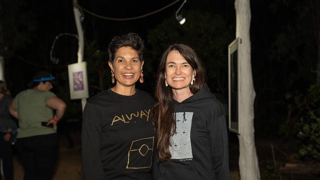 Narelda Jacobs and Karina Natt at the Gapan Gallery of Garma Festival on Friday August 2023. Picture: Pema Tamang Pakhrin