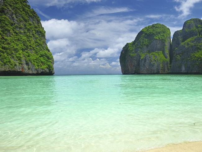 Beautiful lagoon at Phi Phi Ley island, the exact place where "The Beach" movie was filmed