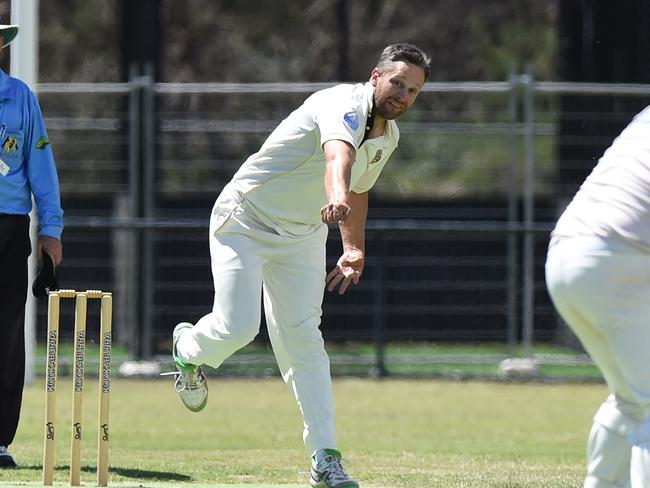 MPCA cricket: Seaford v Rye at Miles Reserve. Seaford  bowler Chris Cleef.  Picture: Chris Eastman