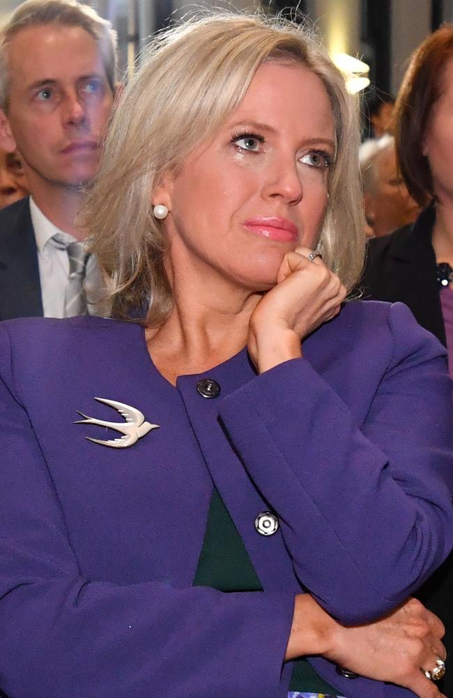 Chloe Shorten became emotional during Bill Shorten’s personal speech. Picture: AAP