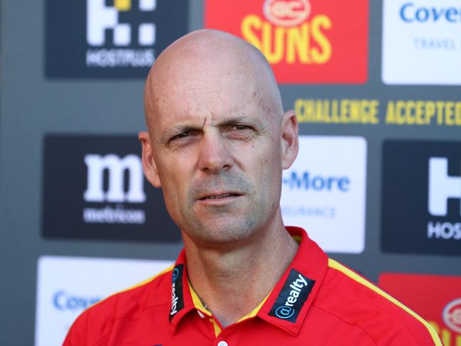 Football Operations Jon Haines speaks to media during a Gold Coast Suns AFL Media Opportunity at Austworld Centre on June 15, 2020 in Gold Coast, Australia. (Photo by Chris Hyde/Getty Images)