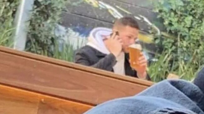 Someone snapped Steven May having a beer and sent it on.