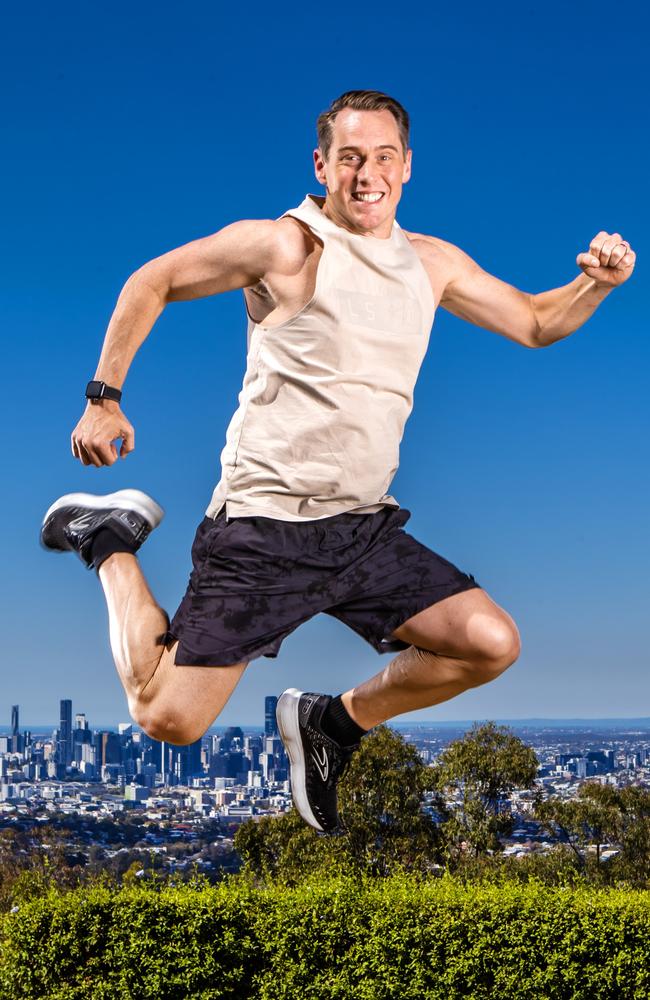 Tony Auden prepares to run 10km in this year’s Bridge to Brisbane. Picture: Nigel Hallett