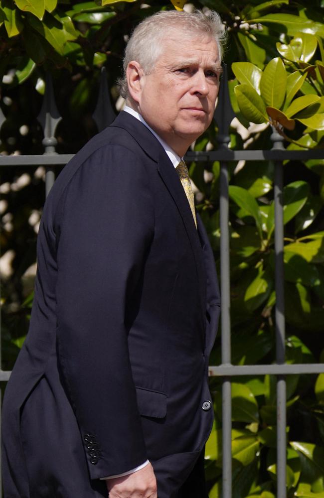 Andrew, Duke of York leaves after attending the Easter Mattins Service at St George's Chapel, Windsor Castle on Sunday. Picture: Yui Mok/AFP