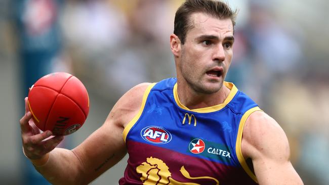 BRISBANE, AUSTRALIA - APRIL 29: Jack Payne of the Lions in action during the round seven AFL match between Brisbane Lions and Fremantle Dockers at The Gabba, on April 29, 2023, in Brisbane, Australia. (Photo by Chris Hyde/AFL Photos/via Getty Images )