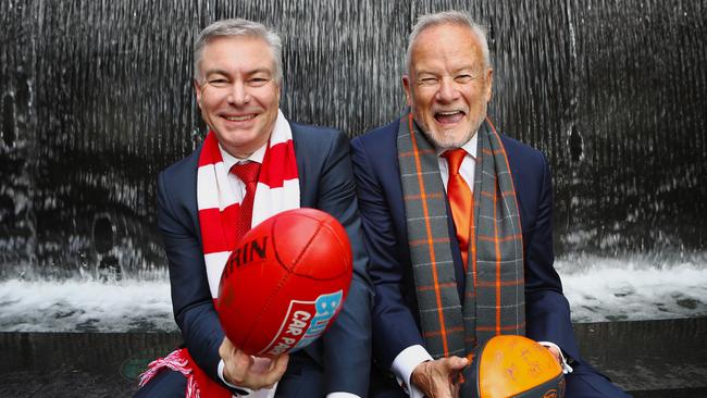 06/09/2018: (L-R) Andrew Pridham and Tony Shepherd are chairman of the Sydney Swans and GWS Giants respectively. They're in Sydney ahead of their clash in one of the AFL finals on Saturday afternoon. Hollie Adams/The Australian