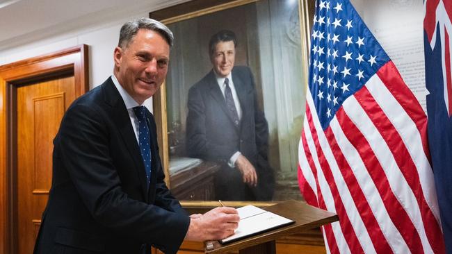 Mr Marles at the Pentagon in Washington DC in December before meeting United States Secretary of Defense Lloyd J. Austin.