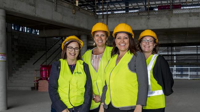 New Coomera high school, the Foxwell State Secondary College under construction. Foxwell State Secondary College staff, Zana Schroeder (Deputy Principal), Jennifer Barkley (Head of Department), Ms Kym Amor (school Principal) and Danielle Goddaer (Head of Department). Picture: Jerad Williams