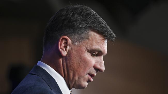 CANBERRA, Australia, NewsWire Photos. May 22, 2024: Shadow Treasurer Angus Taylor addresses the National Press Club of Australia in Canberra. Picture: NewsWire / Martin Ollman