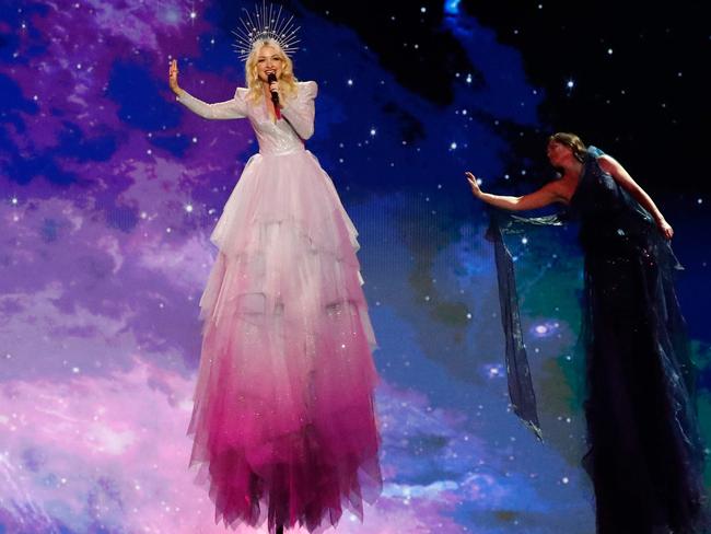 Australia's Kate Miller-Heidke performs the song Zero Gravity up high. Picture: AFP