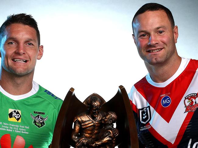 **WARNING - MUST CHECK DT SPORT BEFORE USE ** Portrait of the Canberra's Jarrod Croker and the Roosters Boyd Cordner ahead of the NRL Grand Final between the Sydney Roosters and the Canberra Raiders. Picture. Phil Hillyard