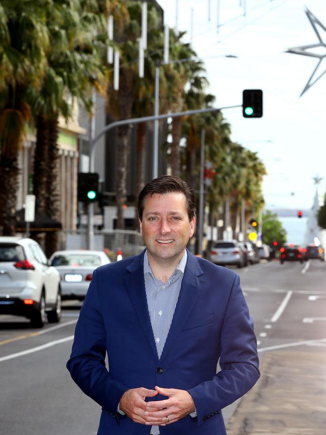 Matthew Guy in Geelong. Picture: Alison Wynd