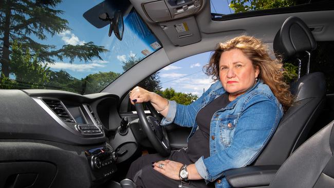 Serena Brejcha of Wodonga, pictured with her faulty Hyundai Tucson. About 93,000 Tucsons have been recalled for fire risk. Picture: Mark Stewart