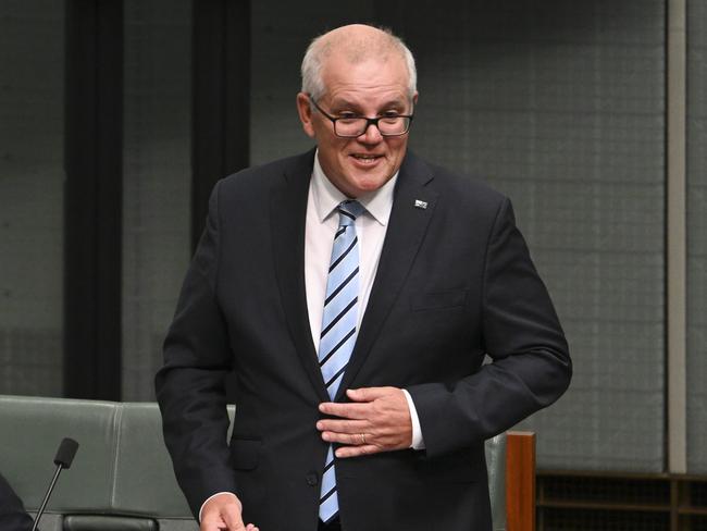 Scott Morrison delivers his valedictory speech to parliament in the House of Representatives at Parliament House in Canberra. Picture: Martin Ollman