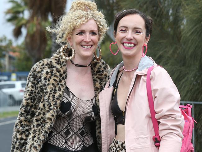 Lou and Bree arrive at Summer Camp Festival Melbourne – Pride Event festival held at St Kilda Marina Picture: NCA Newswire/Brendan Beckett