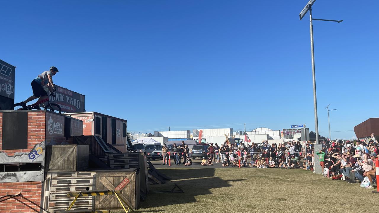 Crowds flocked to Randy Ryder's Junk Yard action show, one of the many free attractions at the 2023 Bundaberg Show.