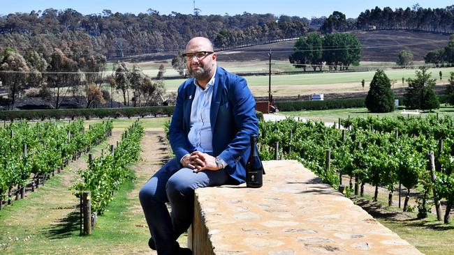 Bird in Hand owner Andrew Nugent at his Adelaide Hills winery. Picture Mark Brake