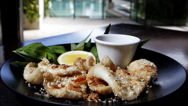 Spice Den at Casuarina. Salty, crunchy, sesame squid makes for a delicious meal.