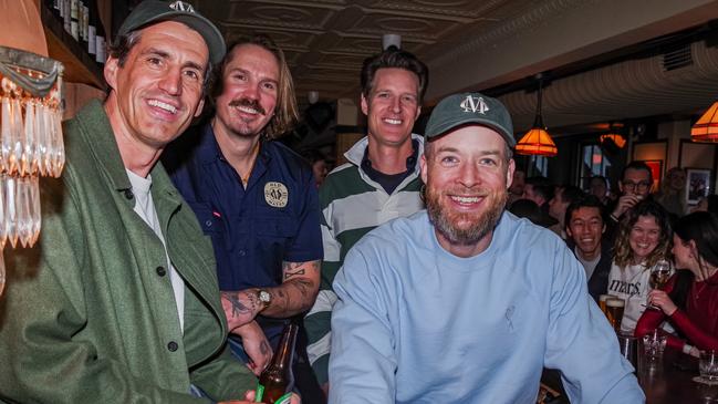 Andy Lee's New York City pub. Old Mates, the new Aussie pub in New York. From left to right: Andy Lee, Eddy Buckingham, Nick Stone, Hamish Blake . Picture: Matt Davies