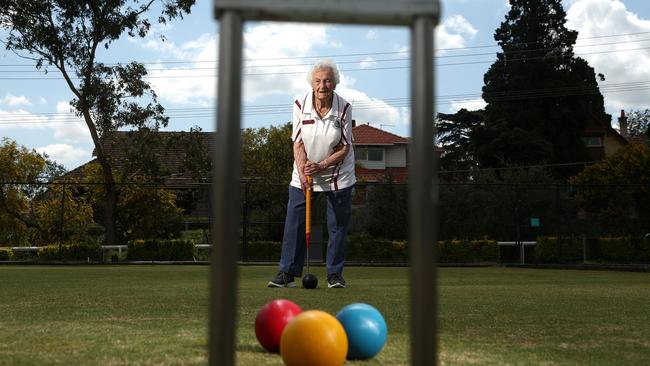 100 year old croquet player Joy Mead. Picture: Hamish Blair