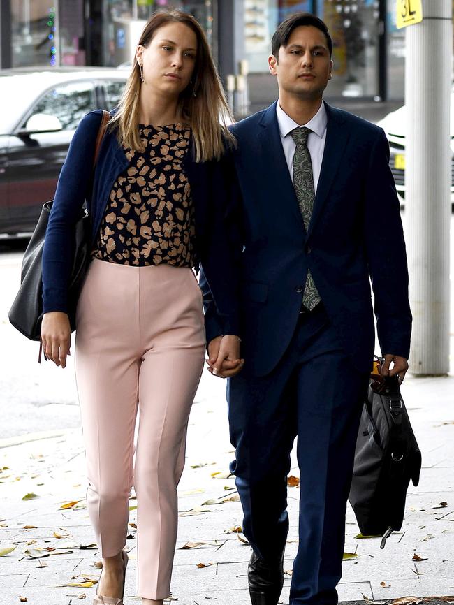 Hannah Quinn and Blake Davis arrive at court. Picture: Matrix