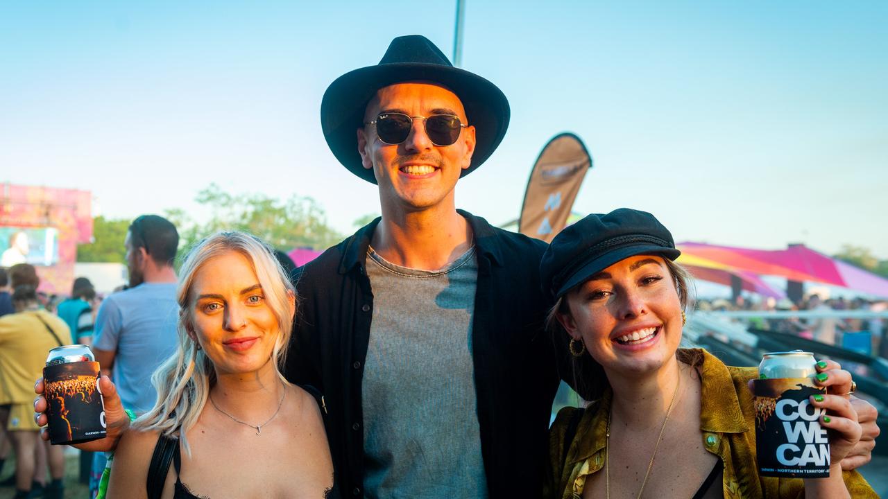 Jaymie Clark, Peter Cousins and Ashleigh Chave at BASSINTHEGRASS 2021. Picture: Che Chorley