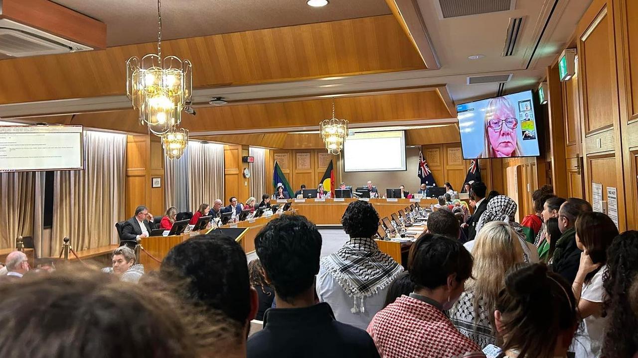 The Inner West Council’s Tuesday night meeting came to a grinding halt after pro-Palestine protesters crashed the meeting, leading to police being called over safety concerns. Picture: Instagram