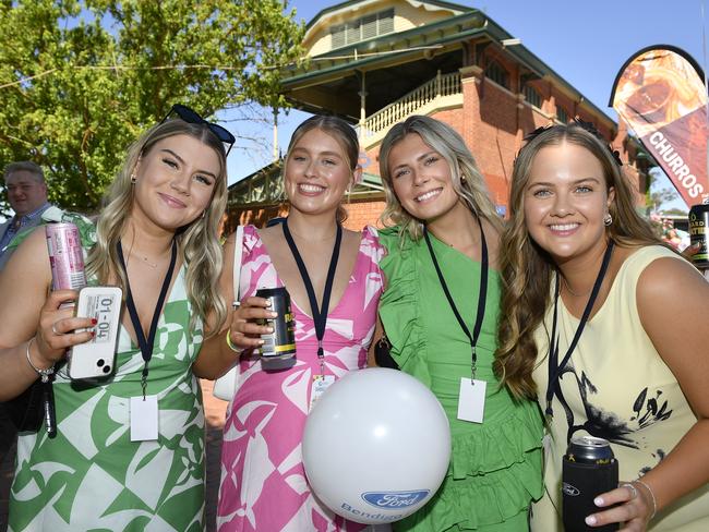 Apiam Bendigo Cup was held at Bendigo Racecourse, Bendigo, Victoria, on Wednesday, October 30th, 2024. Pictured enjoying the horse racing carnival are Jemma, Jordi, Lotte, Macey. Picture: Andrew Batsch