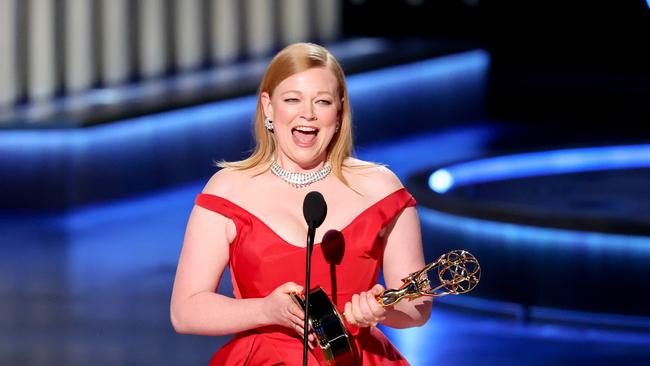 Sarah Snook accepts her award at the 75th Primetime Emmy Awards in California on January 15. Picture: Christopher Polk/Variety via Getty Images