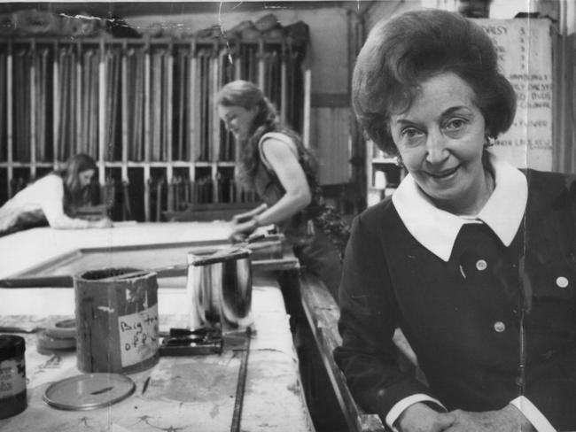 Artist, designer and socialite Florence Broadhurst in her studio-factory in Sydney.