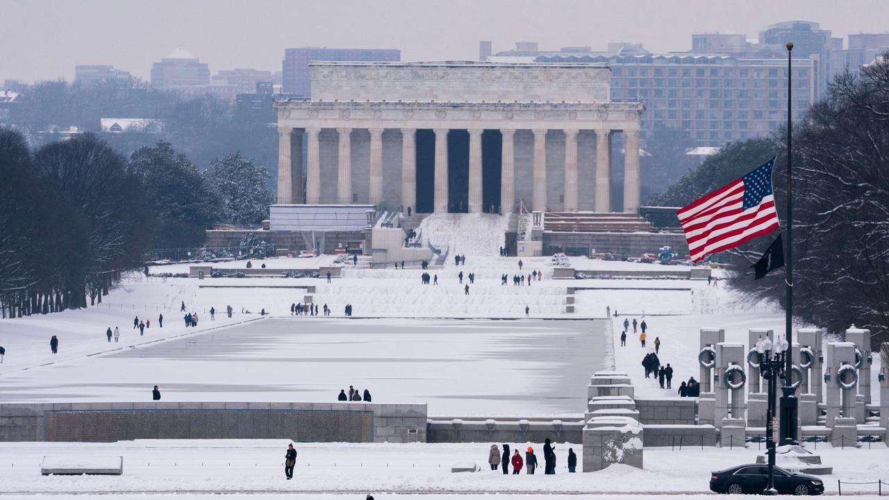 The National Mall on January 6 in Washington, DC. The winter storm shut down federal offices and schools. Picture: Nathan Howard/Getty Images