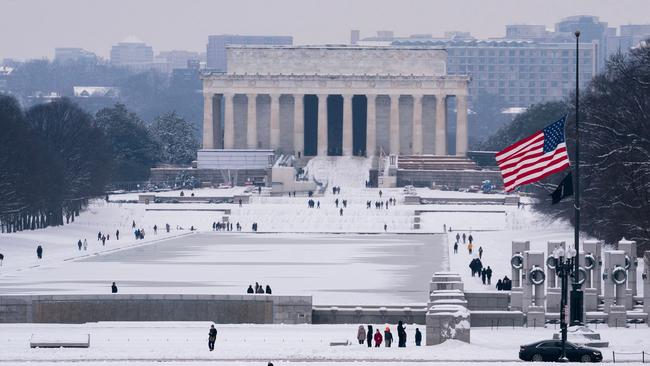 The National Mall on January 6 in Washington, DC. The winter storm shut down federal offices and schools. Picture: Nathan Howard/Getty Images