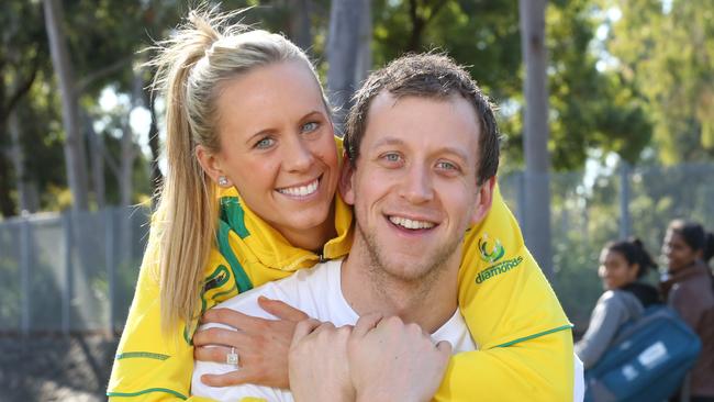 Joe Ingles and wife Renae are expecting twins. Picture: Bob Barker.