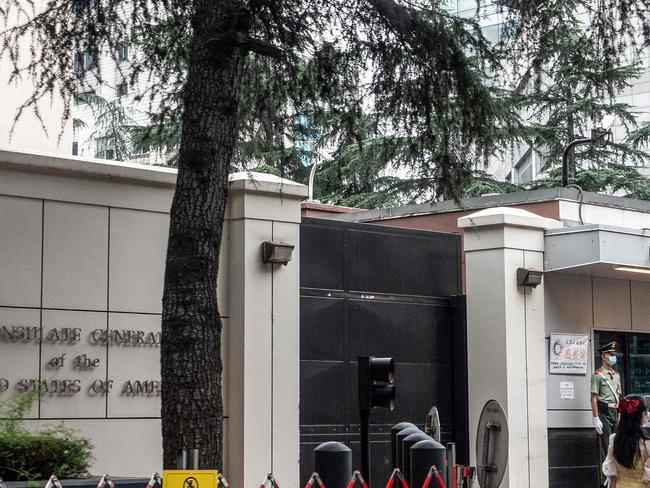 The entrance of the US consulate in Chengdu. Picture: AFP