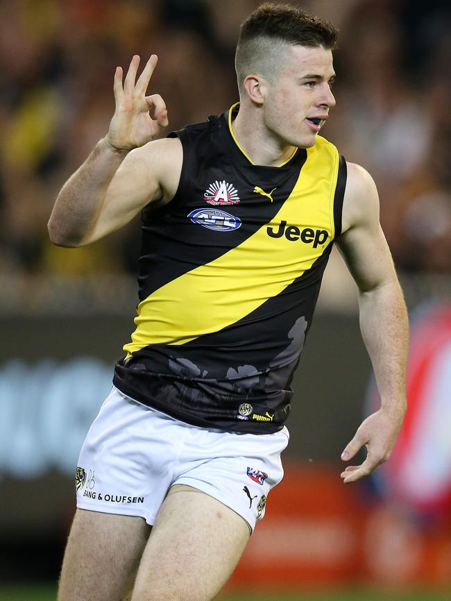 Richmond's Jack Higgins booted three to spark his team. Picture: Michael Klein